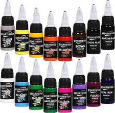 Tattoo Ink Set 16 Colors 1/2 oz 15ml Professional 30ml, 16