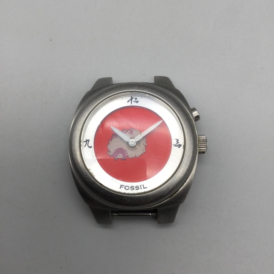 Fossil Big Tic Dragon Watch Mens Red Dial JR-8788 BROKEN FOR PARTS OR REPAIR - Image 2 of 4