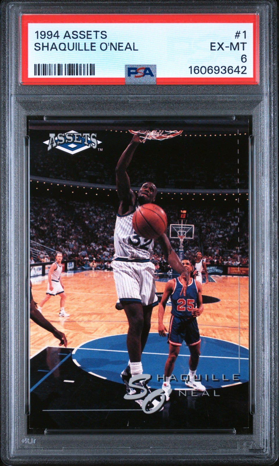 PSA 6 1994 Classic Assets #1 Shaquille O'Neal Magic Graded Basketball Card