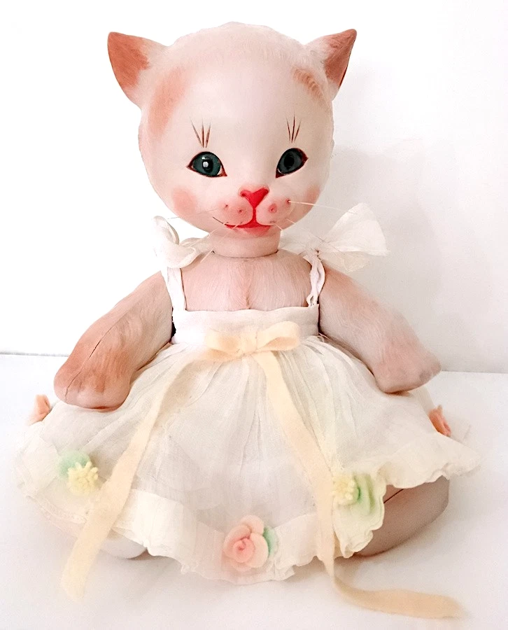 KITTY CAT - GATTO 1938/40 Anili Lenci italy bambola celluloide con abito lusso - Immagine 2 di 4