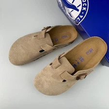 Birkenstock Boston Soft Footbed Clog Taupe Suede Unisex Comfort Slip-On Sandals