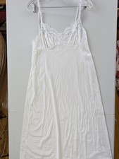 Vintage Vassarette White Lace Trim Full Slip Nightgown USA Made Size 38 Repair 