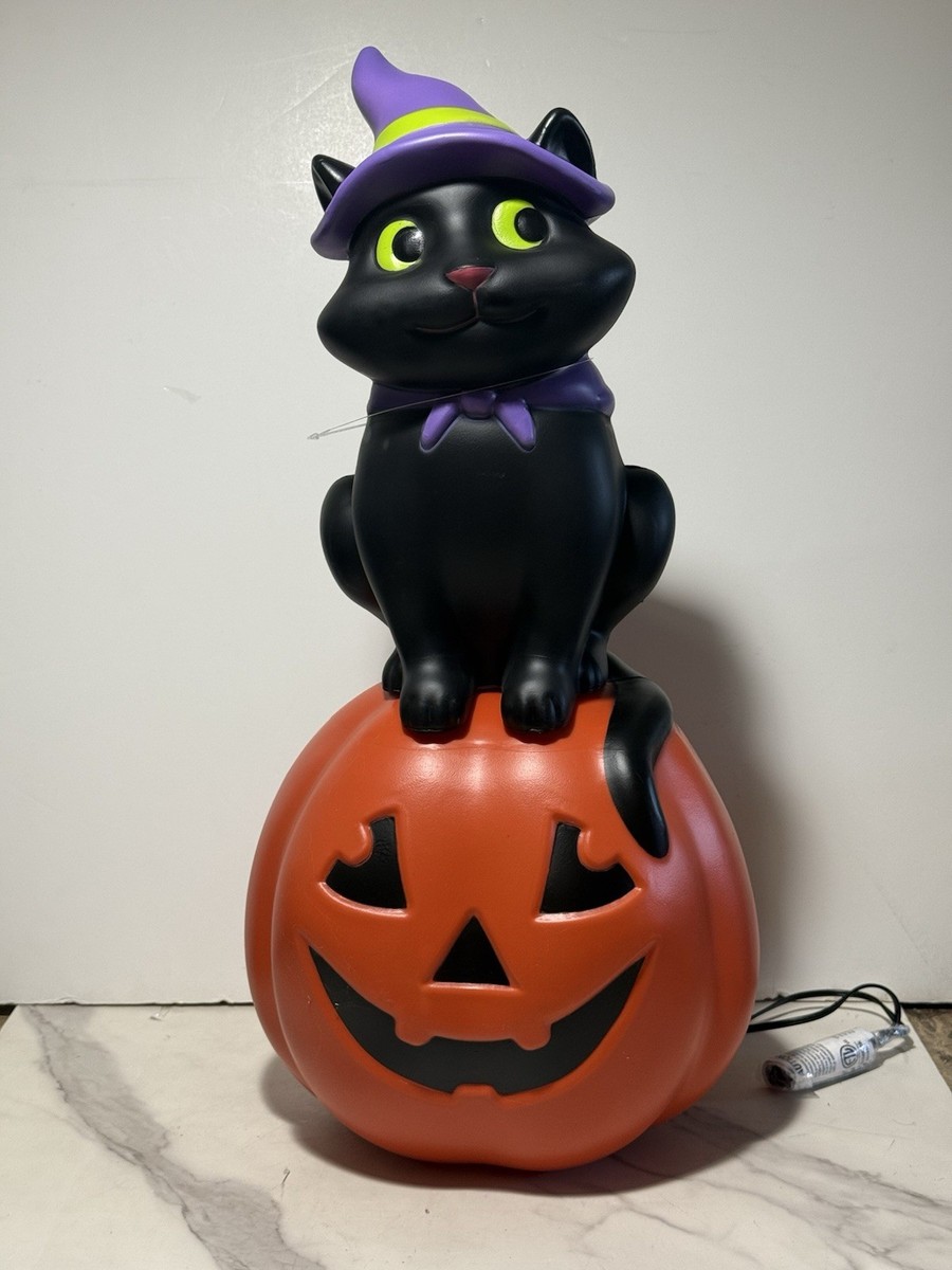 Cracker Barrel Halloween Cat Pumpkin Blow Mold Jacko Lantern Witch