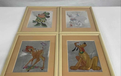 Disney Vintage Foil Prints Framed - Bambi, Minnie Mouse, & More