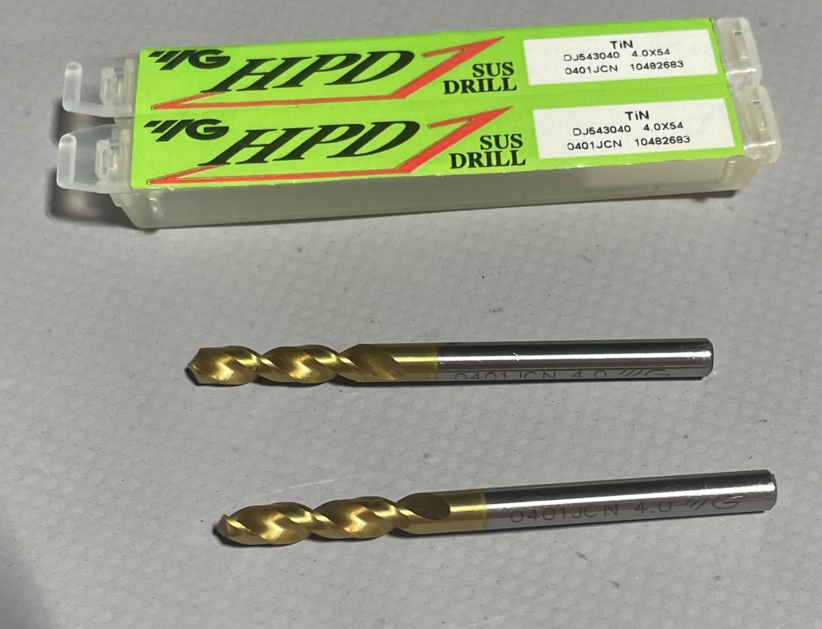 Y-G DJ543040 4mm dia x 22mm Flute Length x 54mm OAL HPD-SUS Stub Drill - Qty. 2