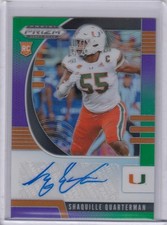 * SHAQUILLE QUARTERMAN * 2020 PRIZM GREEN PURPLE REFRACTOR HOLO AUTO RC # 199