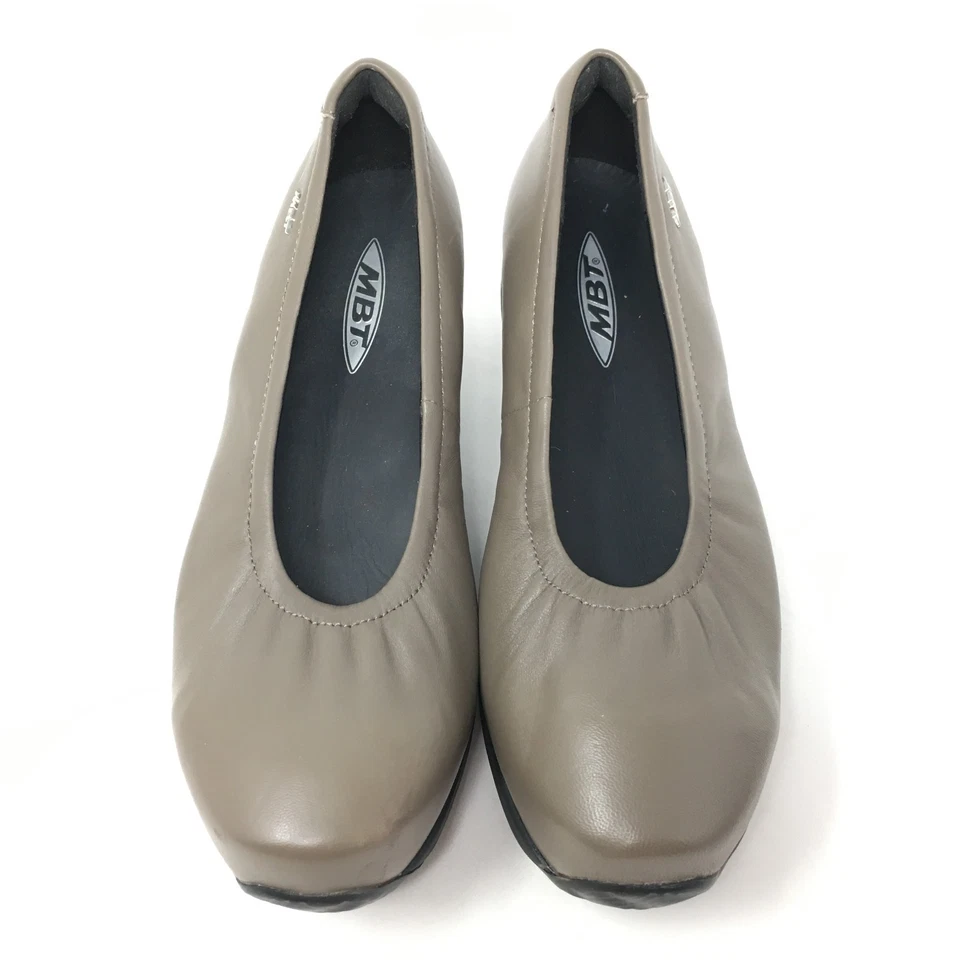 MBT Harper Loafers Shoes Womens Size 7-7.5 US 38 EU Gray Leather Slip On Wedge - Image 4 of 4