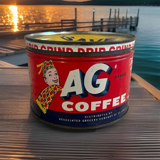 Vintage AG Coffee 1 lb Key Wind Tin w/ Lid St Louis