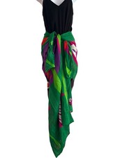 Vintage 80s Fish Print Sarong Beach Wrap Neiman Marcus Swimsuit Cover Up