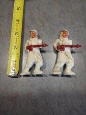 Flamethrowing cast iron soldier 2pc lot figure made in USA vintage