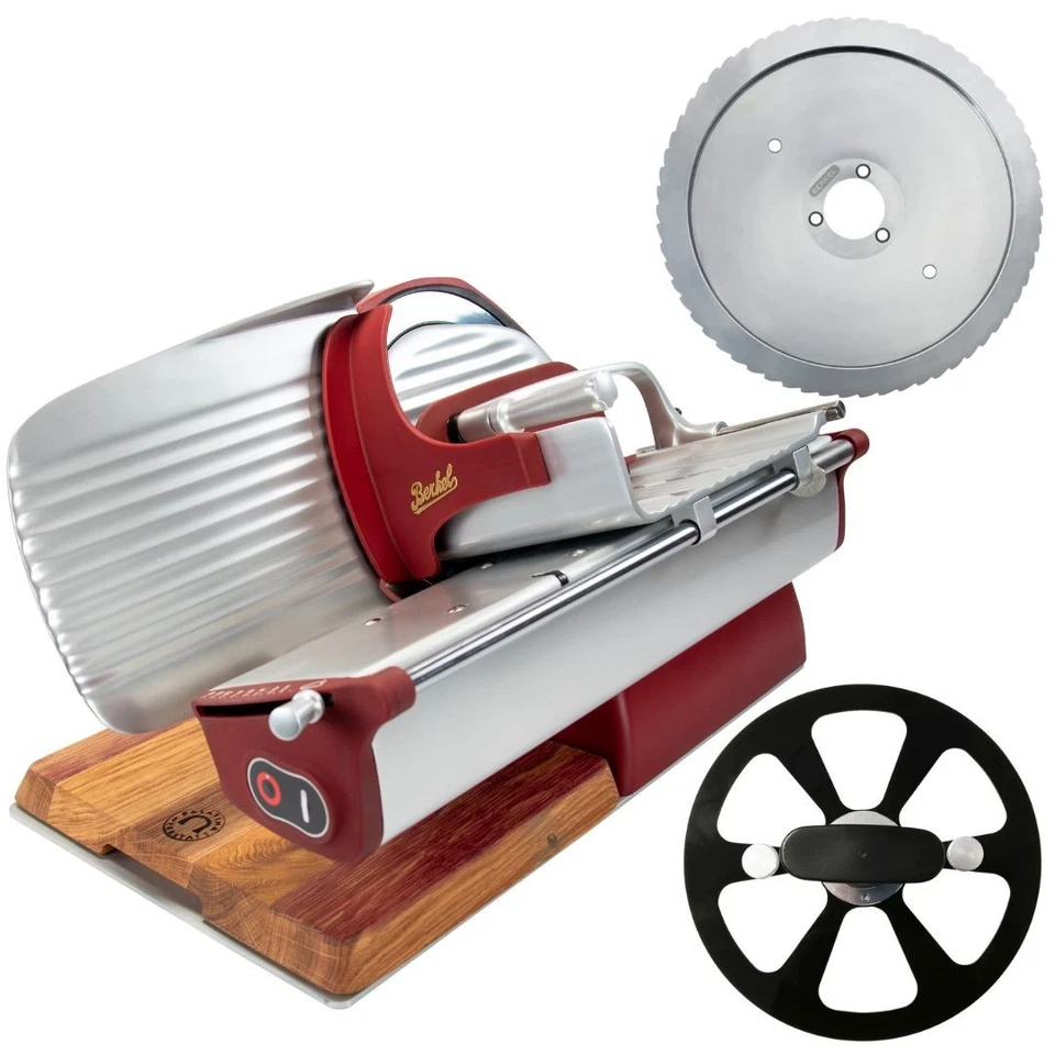 Berkel Home Line 250 Plus rot-Aufschnittmaschine + Wellenschliff-Bausatz Brot