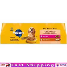 Chopped Ground Dinner Chicken Beef Wet Dog Food Variety 12 Pack 13.2 Oz Cans New 2.75 per gallon