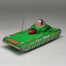 RARE Retro Vintage Japanese Tin Friction Tank Toy Spark Action Working 1950s