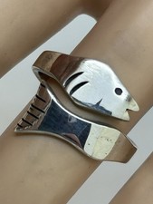 925 Sterling Silver Vintage Fish Ring Size 8/ Adjustable.