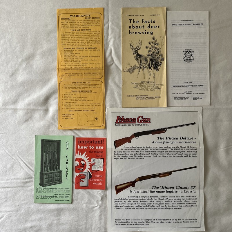 Vintage Ithaca Brochure, Hunting Advertisements & Guides - Michigan 1960 & 1991