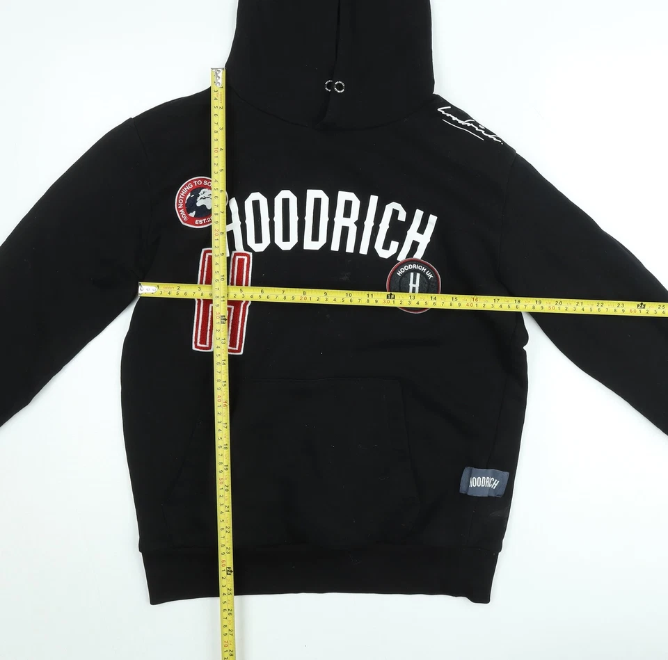 Hoodrich Men's Black Pullover Hoodie Size M Embroidered Logo Streetwear - Image 2 of 4
