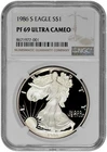 1986 S S$1 Proof Silver American Eagle Dollar NGC Graded PF 69 Ultra Cameo