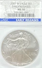 2007 W $1 AMERICAN SILVER EAGLE EARLY RELEASE NGC MS70 NO RESERVE