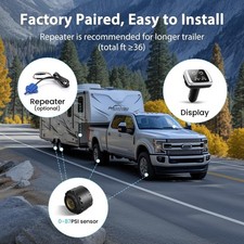 Wireless TPMS with 4 External Sensors  6 Alarm Modes Real-Time Monitor 1set