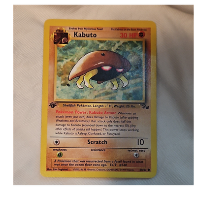 #ad Pokémon TCG Fossil Kabuto 50 62 Common Regular English 1999 30 HP 10 Attack $100.00