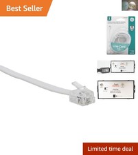 7 Foot White Telephone Line Cord with Modular Ends   Quality for Home  Office