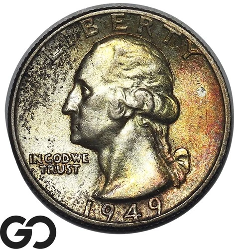 1949 Washington Quarter, Toner, Gem BU++