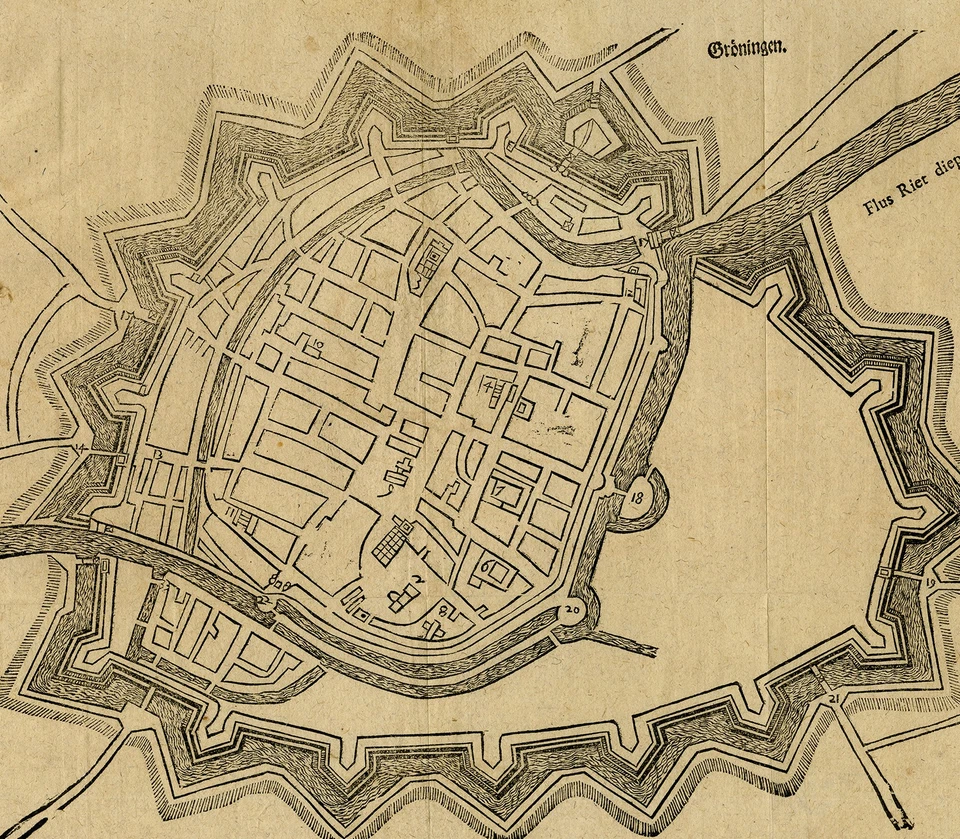 Antique Map-TOPOGRAPHY-HISTORY-GRONINGEN-NETHERLANDS-SERLIN-Anonymous-1672 - Image 3 of 4
