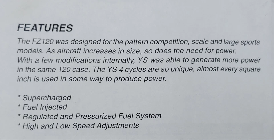YS FZ-120 Supercharged 4 Stroke Nitro #YS0092 Engine For RC Airplane Read Descrp - Image 4 of 4