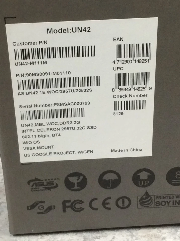 ASUS UN42 MINI PC CELERON 2957U 1.40GHZ 2GB 32GB SSD No OS Open Box - Image 4 of 4