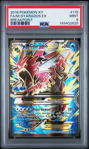 2016 POKEMON XY BREAKPOINT #115 FULL ART/M GYARADOS EX PSA 9