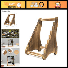 8-Tier Wooden Knife Display Stand - Rustic Fixed Holder for Tactical & Survival