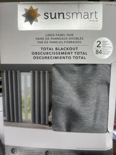 SunSmart Total Blackout Lined Panel Pair with Grommets. Silver