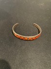 ANTIQUE NATIVE AMERICAN STERLING SILVER ZUNI CUFF BRACELET 17 GRAMS ORANGE SHELL — photo 1