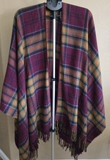 Cape Poncho Shawl One Size Acrylic Plaid