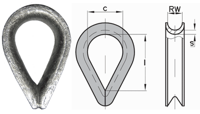 2 dedales de cuerda de alambre galvanizado de 12 mm, inserto de bucle de cuerda de alambre (cantidad 2) - Imagen 2 de 7