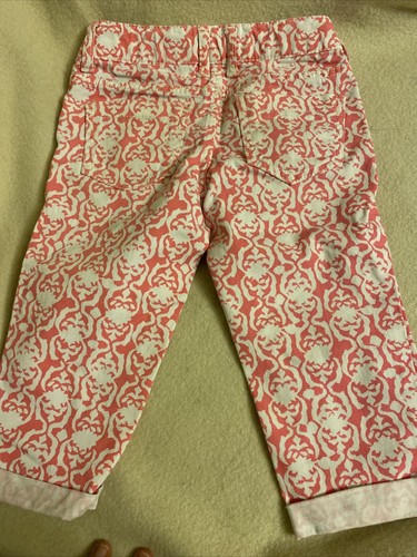 ARIZONA JEAN CO Girls Pink Print Adjustable Waist Cuffed CAPRI PANTS, Size 7 - Picture 6 of 6