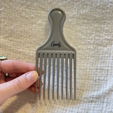 Vintage Goody Plastic Silver Textured Hair Pick Comb Lift