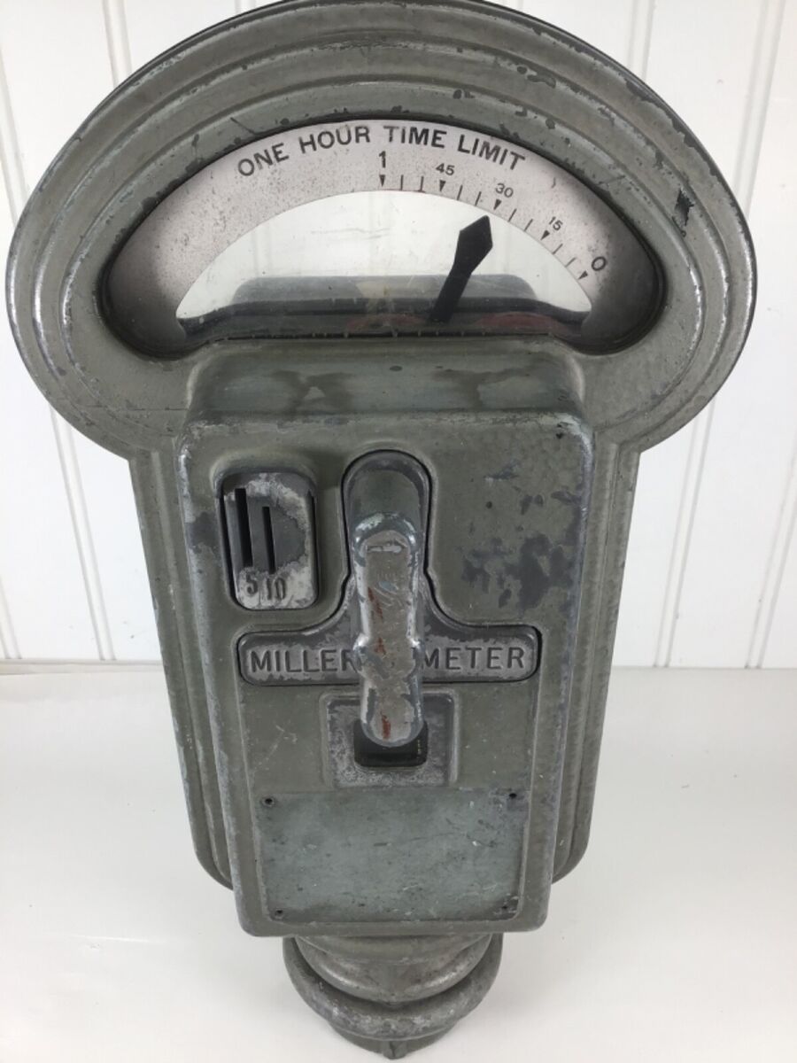 Vintage MILLER parking meter 5/10 cents.1940's.no key.not Vintage MILLER parking meter 5/10 cents.1940's.no key.not