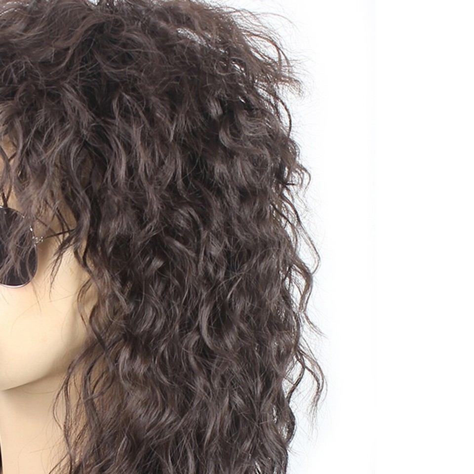 Men Wigs Punk Flaccid Long Curly Wig for Male High Temperature Fiber