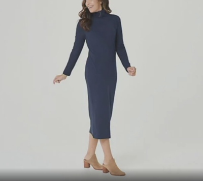 Attitudes by Renee Regular Mock Neck Sheath Midi Dress - Frosted Navy Blue XS | eBay Attitudes by Renee Regular Mock Neck Sheath Midi Dress - Frosted Navy Blue XS | eBay