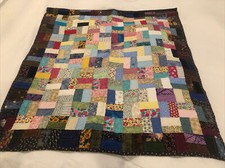 multi colored baby quilt 32x37 beautiful blue floral one side and multi colored