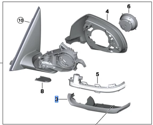 Genuine BMW Left Wing Mirror Lower Housing High Gloss Shadow-Line X 51167468243