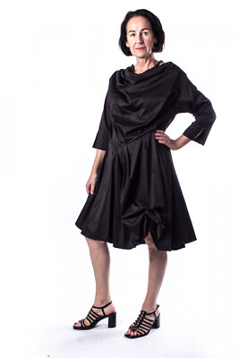 Champagne Horatio Kleid 1/2 Arm  Gr.40-42 schwarz aus Baumwolle Popeline