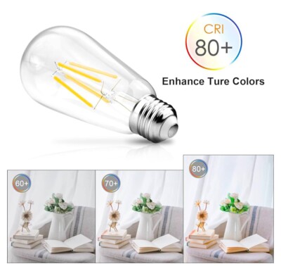 Ascher Vintage Led Edison Bulb 6w Equivalent 60w High Brightness Daylight White 