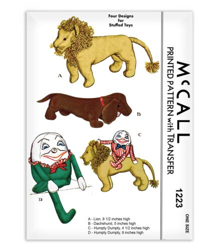 Lion Dachshund Dog Humpty Dumpty McCalls Sewing Pattern Toy Plush Stuffed Animal - Picture 1 of 2