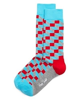 Happy Socks 2Pr Filled Optic Socks & I Am Blocked Crew Socks Multi-8-12