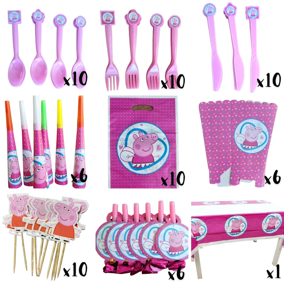 Peppa Pig Birthday 209PC Party Tableware Girls Supplies Sydney Balloon Banner - image 4 of 4