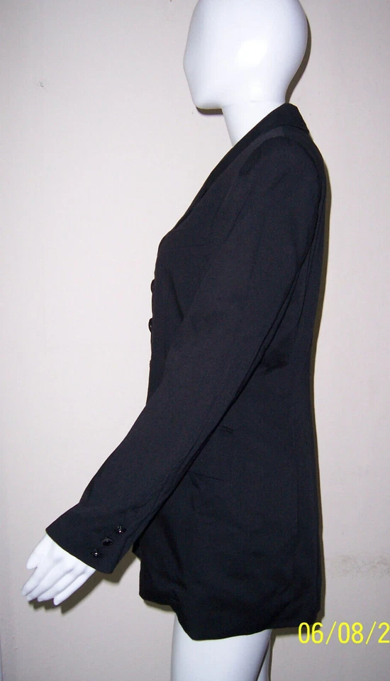 Vintage Hugo Buscati Wool Blend Blazer 5Button Front Single Breasted Black Sz 8P - Image 4 of 4