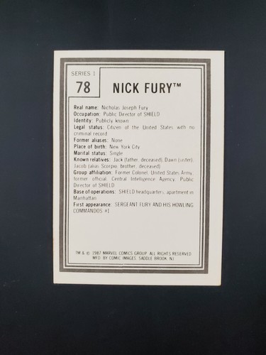 1987 Comicbilder Marvel Universe #78 Nick Fury - Bild 2 von 2