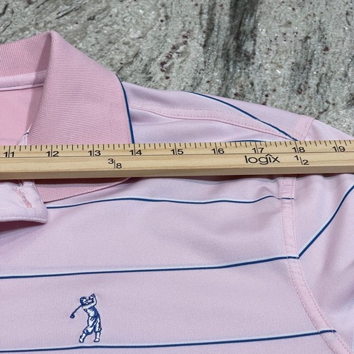 Bobby Jones Performance Golf Polo Shirt Striped Short Sleeve Pink Mens Size XL - Picture 9 of 11